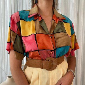 SOLD Vintage Color block Le Caviar Short Sleeve